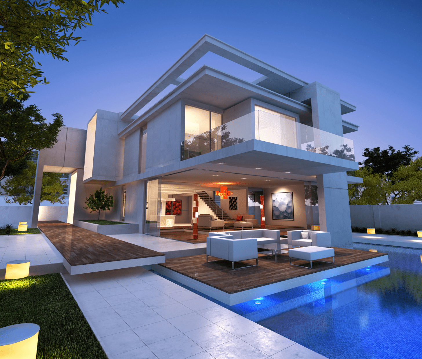 Premium bungalow with poolside lighting – Jai Mega Developer (JMD)